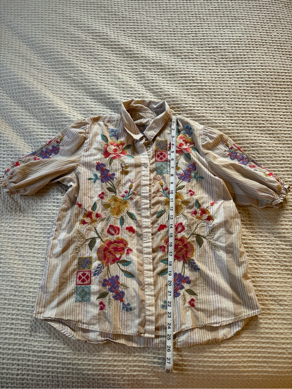 Johnny Was Petunia Smocked Lisbon Shirt - Picture 9 of 11
